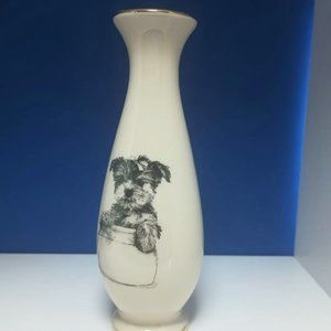 Small World Japan Terrier Bud Vase Vintage Ceramic Puppy Portrait